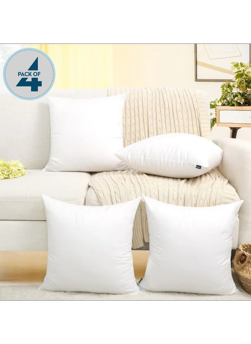 Donetella Cushion Insert 4-Piece 45x45 cm – Soft Brushed Microfiber Throw Pillow Insert, Fluffy & Supportive, Ideal for Sofa, Couch, Chair & Bed, White