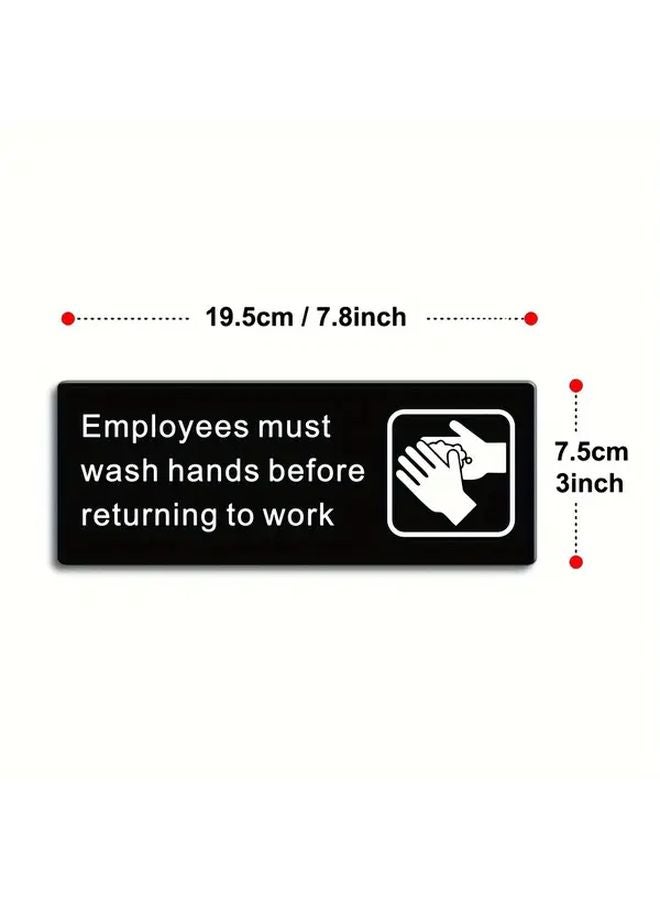 Employees Must Wash Hands Sign 7.8x3 Inch Self Adhesive Acrylic Food Safety Signage - Image 4