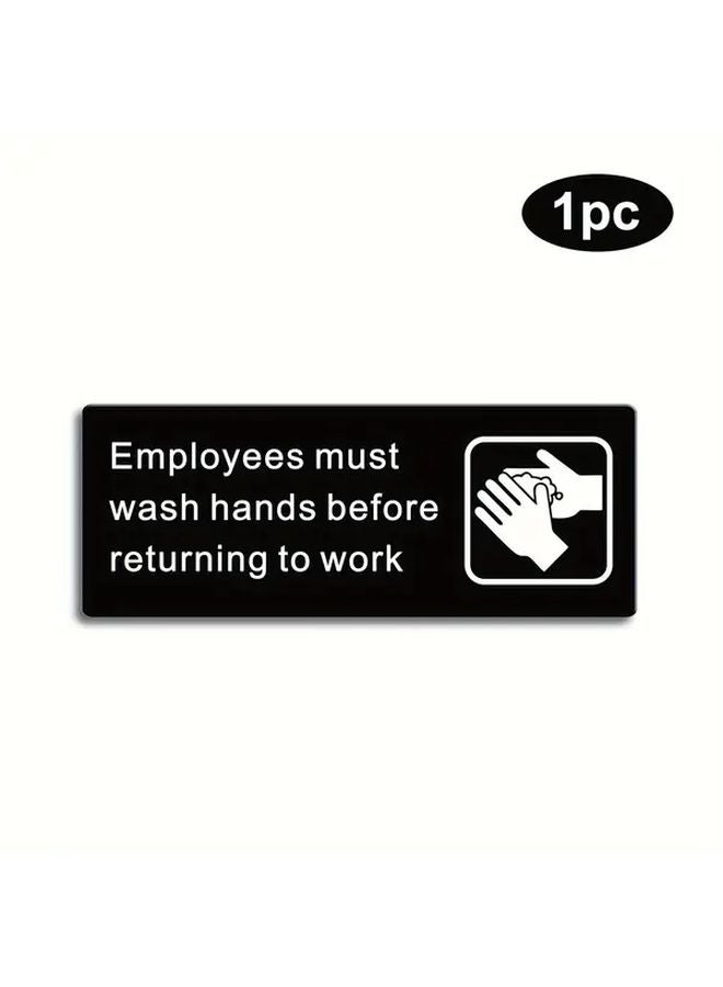 Employees Must Wash Hands Sign 7.8x3 Inch Self Adhesive Acrylic Food Safety Signage - Image 2