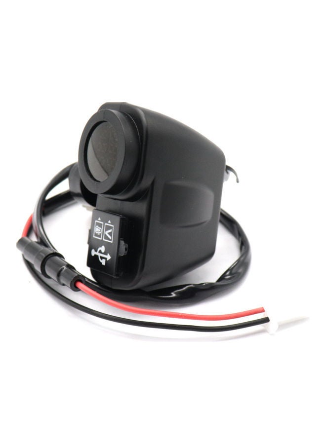 NIBEMINENT 4-in-1 Motorcycle Dual USB Charger 5V 4.2A with Yellow Voltage & Temperature Display Black - Image 1