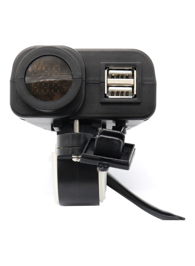 NIBEMINENT 4-in-1 Motorcycle Dual USB Charger 5V 4.2A with Yellow Voltage & Temperature Display Black - Image 3