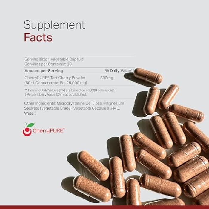 ANEW VITA Montmorency Tart Cherry, Non GMO, Capsules - CherryPure 50:1 Concentrate eq. 25,000 mg - Antioxidants & Flavonoids, Tart Cherry Extract for Gout & Muscles - 30 Veggie Capsules - 1 Month Supply - Image 2