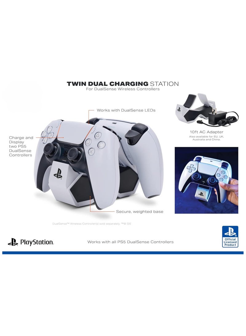 بلاي ستيشن قاعدة شحن DualSense مزدوجة لجهاز PlayStation 5 - حامل شاحن وحدة تحكم PS5 مع محول تيار متردد - Image 4