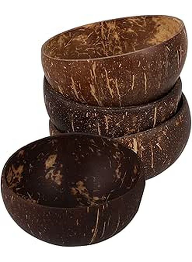 Natural Coconut Shell Bowls 4Pcs 9 10cm Multi Purpose Snack Salad Serving Bowls - Image 1