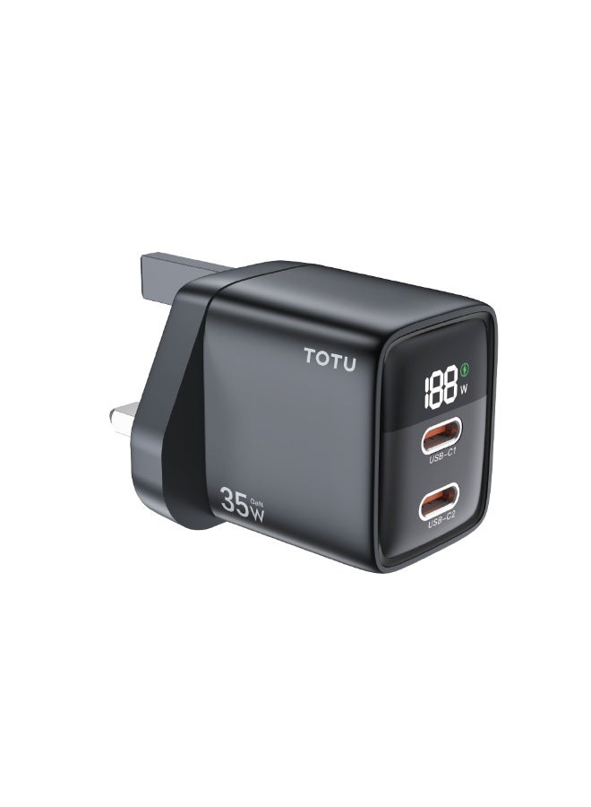 Totu 35W Dual USB C GaN Charger, Wall Plug USB-C Charger, Power Adapter for Samsung, iPhone Series, iPad, Black - Image 1