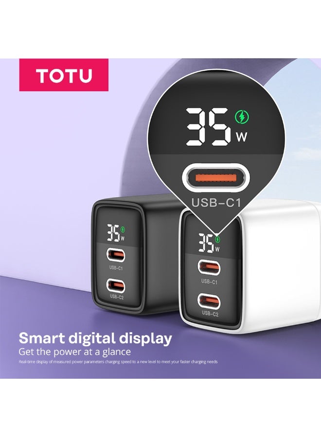 Totu 35W Dual USB C GaN Charger, Wall Plug USB-C Charger, Power Adapter for Samsung, iPhone Series, iPad, Black - Image 2