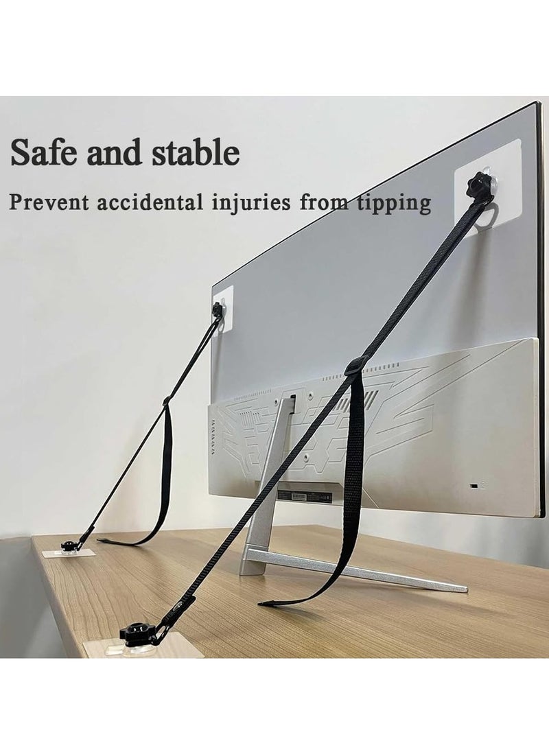 0TO1 TECH - Adjustable TV Safety Straps, Anti-Tip Strap, Heavy Duty Furniture Straps, No-Drill Adhesive, Anti-Tip Furniture Anchors for Baby Proofing, Flat Screens Fix to Wall, Or Desk, Earthquake Straps - Image 1