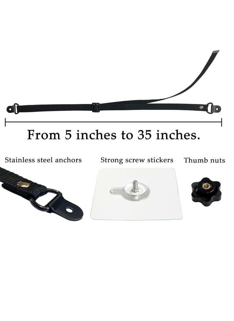 0TO1 TECH - Adjustable TV Safety Straps, Anti-Tip Strap, Heavy Duty Furniture Straps, No-Drill Adhesive, Anti-Tip Furniture Anchors for Baby Proofing, Flat Screens Fix to Wall, Or Desk, Earthquake Straps - Image 1