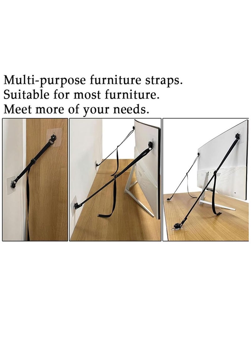 0TO1 TECH - Adjustable TV Safety Straps, Anti-Tip Strap, Heavy Duty Furniture Straps, No-Drill Adhesive, Anti-Tip Furniture Anchors for Baby Proofing, Flat Screens Fix to Wall, Or Desk, Earthquake Straps - Image 1