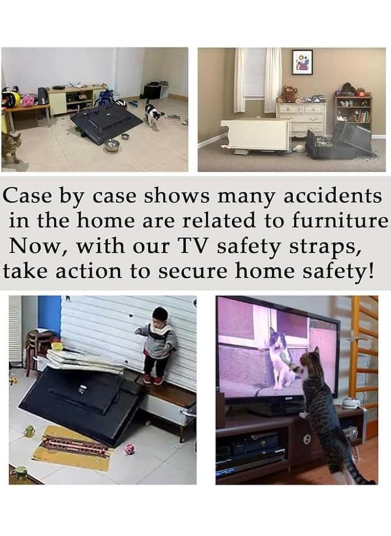 0TO1 TECH - Adjustable TV Safety Straps, Anti-Tip Strap, Heavy Duty Furniture Straps, No-Drill Adhesive, Anti-Tip Furniture Anchors for Baby Proofing, Flat Screens Fix to Wall, Or Desk, Earthquake Straps - Image 1