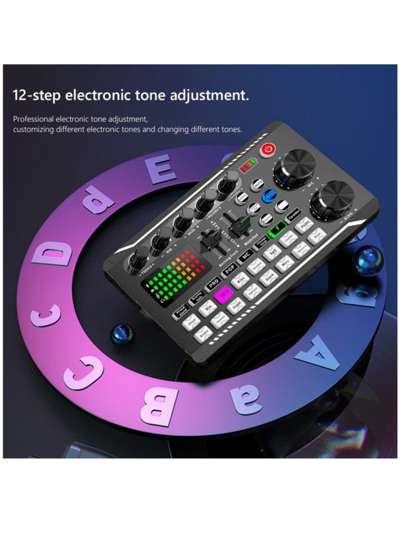 F998 Sound Card with 16 Sound Effects Audio Recording Sound Mixer Audio Mixing Console Amplifier for Phone PC