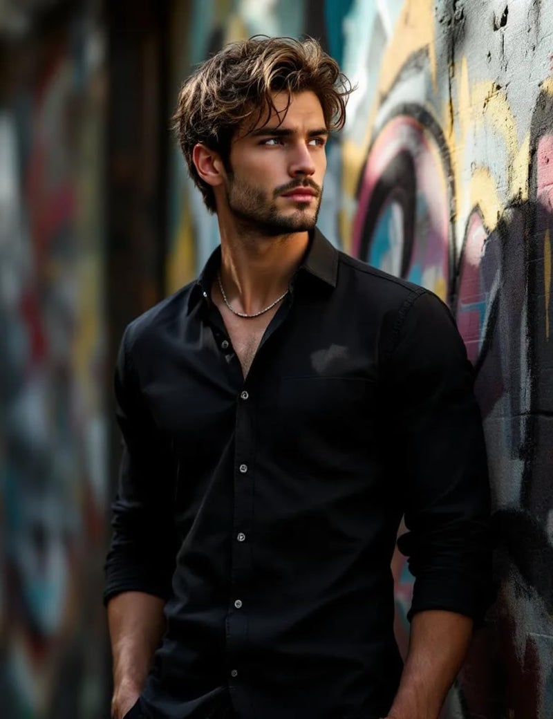 Glowic Men's Plain Casual Shirt | Cotton Soft & Breathable Fabric | Full Sleeve Comfort Fit Stylish Solid Shirts for Office (in, Alpha, XL, Regular, Black) - Image 3