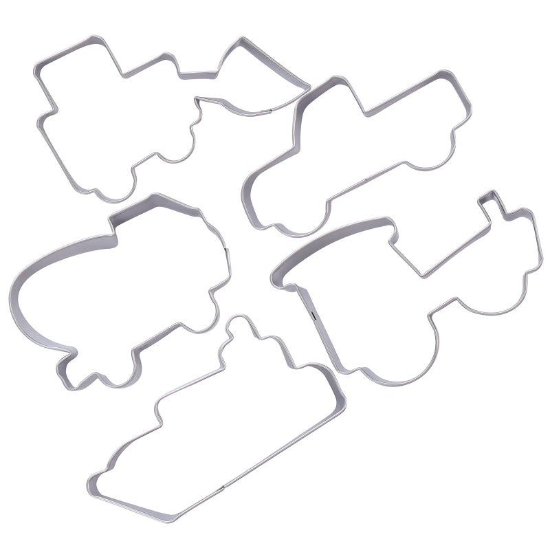 Stainless Steel Car Cookie Cutters Set Of 5 Kitchen Baking Molds For Pastry Biscuit - Image 2