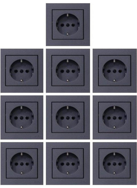 Grano Smoked Grounded Socket and Frame10 Pieces