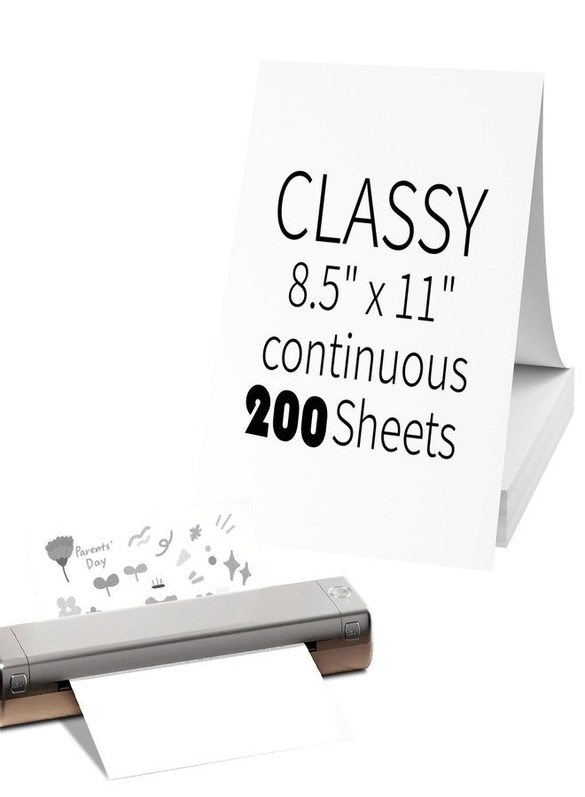 CLASSY 200 Sheets Thermal Printer Paper 8.5 x 11 Inch,Lasting 3 years,US Letter Size Thermal Paper, Compatible with M08F/A40 Thermal Portable Printer, Folded, Continuous Folding - Image 1