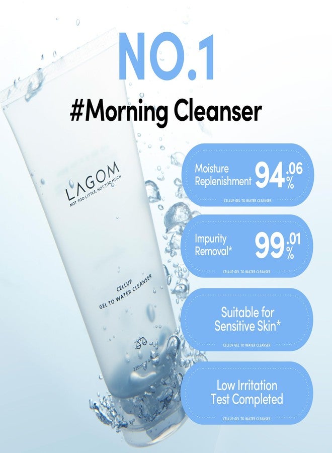 LAGOM Cellup Gel To Water Cleanser, No Foam Transparent Formula, Jelly Texture, Morning Cleansing, Hydrating Daily Face Wash 5.74 Fl Oz - Image 3