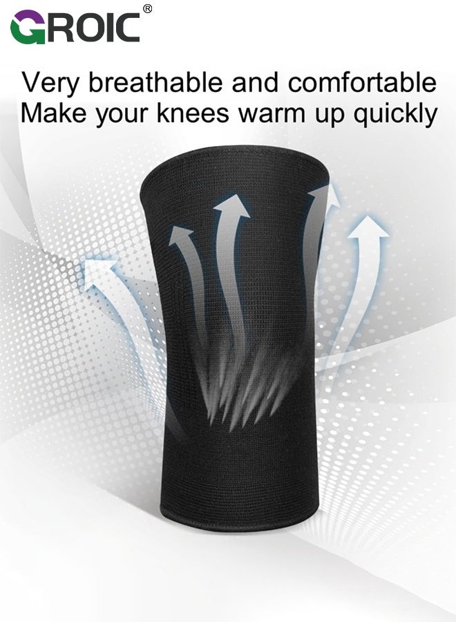 GROIC 1Pcs Compression Knee Brace,Knee Brace for Running Knee Pain, Knee Support Compression Sleeve, Workout Sports Knee Braces for Walking, Running, Gym, Basketball,ACL & Arthritis Pain Relief, Knee sleeves Support(L) - Image 2