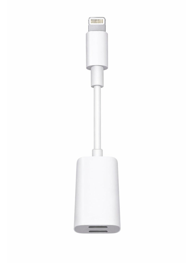 محول لايتننج إلى 2 لايتننج للايفون – شحن وسماعات بنفس الوقت – Lightning Splitter Audio + Charging Adapter متوافق مع iPhone - Image 1