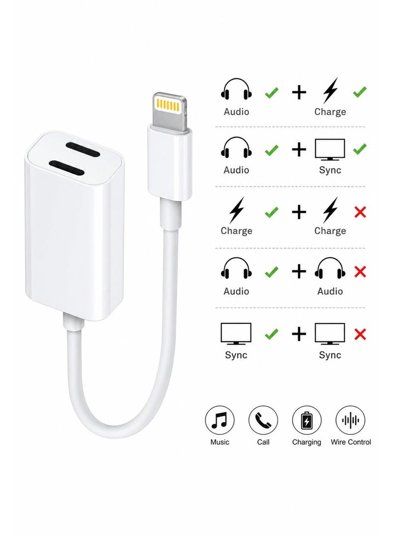 محول لايتننج إلى 2 لايتننج للايفون – شحن وسماعات بنفس الوقت – Lightning Splitter Audio + Charging Adapter متوافق مع iPhone - Image 3