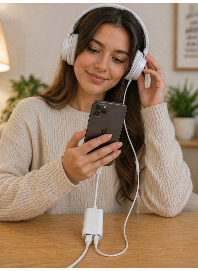 محول لايتننج إلى 2 لايتننج للايفون – شحن وسماعات بنفس الوقت – Lightning Splitter Audio + Charging Adapter متوافق مع iPhone - Image 5