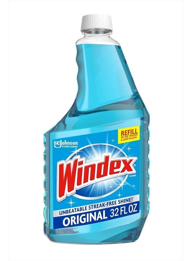 Windex Glass Cleaner Spray, Original Blue Window Cleaner Works on Smudges and Fingerprints, Bottle Made from 100% Recovered Coastal Plastic, 32 Fl Oz  - Image 1