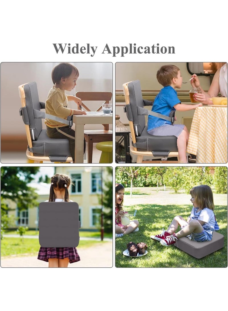 YOUWE7 Toddler Booster Seat for Dining Table, Non-Slip Kitchen Chair Booster Seat with Backrest and Adjustable Straps, Portable PU Waterproof Travel Baby Increasing Cushion - Image 3