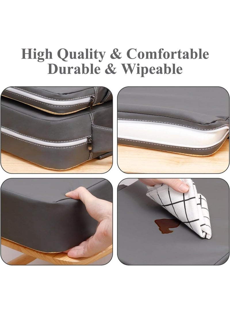 YOUWE7 Toddler Booster Seat for Dining Table, Non-Slip Kitchen Chair Booster Seat with Backrest and Adjustable Straps, Portable PU Waterproof Travel Baby Increasing Cushion - Image 4