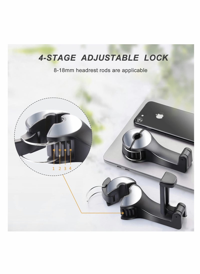 Car Hooks, Car Seat Hook for Purses and Bags with Phone Holder, Universal 360°Rotation Headrest Hooks Purse Holder for Car, Car Purse Hook Holder 2 Pack