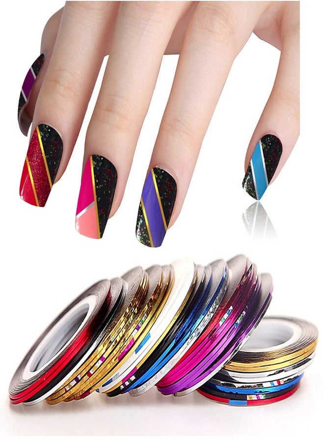 Belicia 10 Colors Nail Striping Tape Line Multicolor Mixed Rolls Striping Tape Line DIY Nail Tip Nail Art Decals Decoration Sticker - Image 1