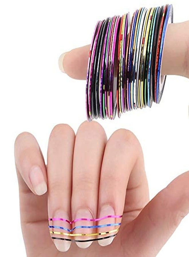 Belicia 10 Colors Nail Striping Tape Line Multicolor Mixed Rolls Striping Tape Line DIY Nail Tip Nail Art Decals Decoration Sticker - Image 3