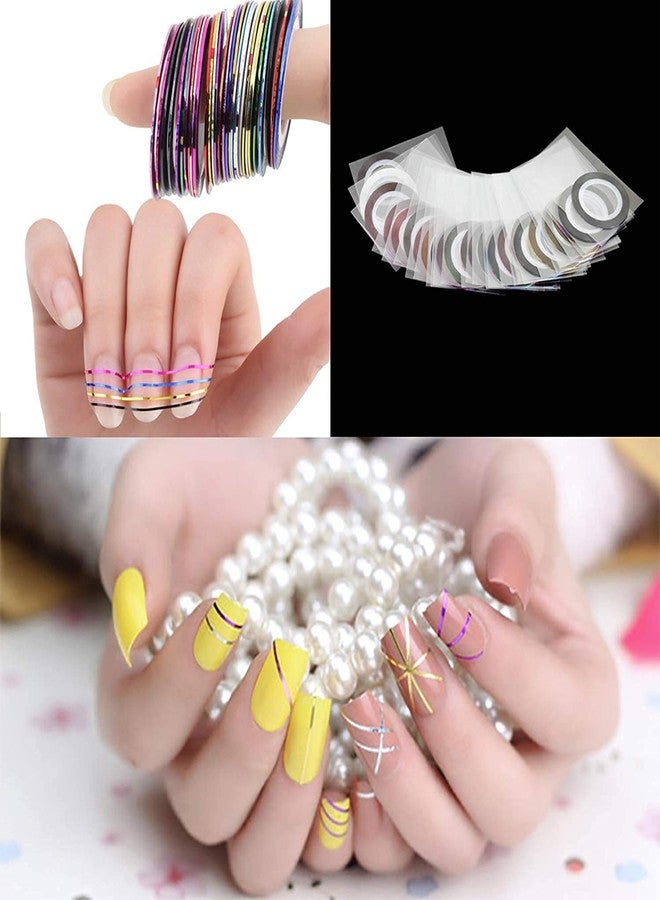 Belicia 10 Colors Nail Striping Tape Line Multicolor Mixed Rolls Striping Tape Line DIY Nail Tip Nail Art Decals Decoration Sticker - Image 4