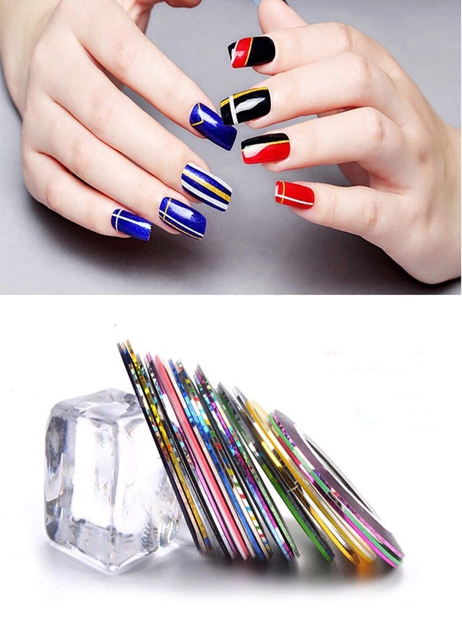Belicia 10 Colors Nail Striping Tape Line Multicolor Mixed Rolls Striping Tape Line DIY Nail Tip Nail Art Decals Decoration Sticker - Image 2