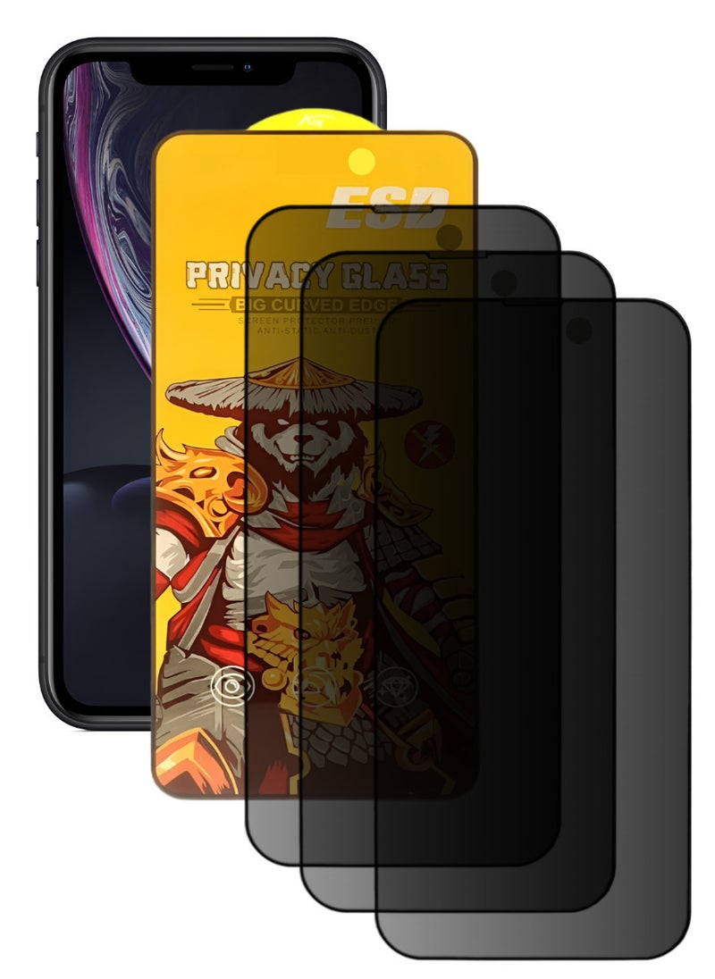 ESD 3 Pieces Tempered Dustproof Privacy Glass Screen Protector Compatible For iPhone XR - Image 1