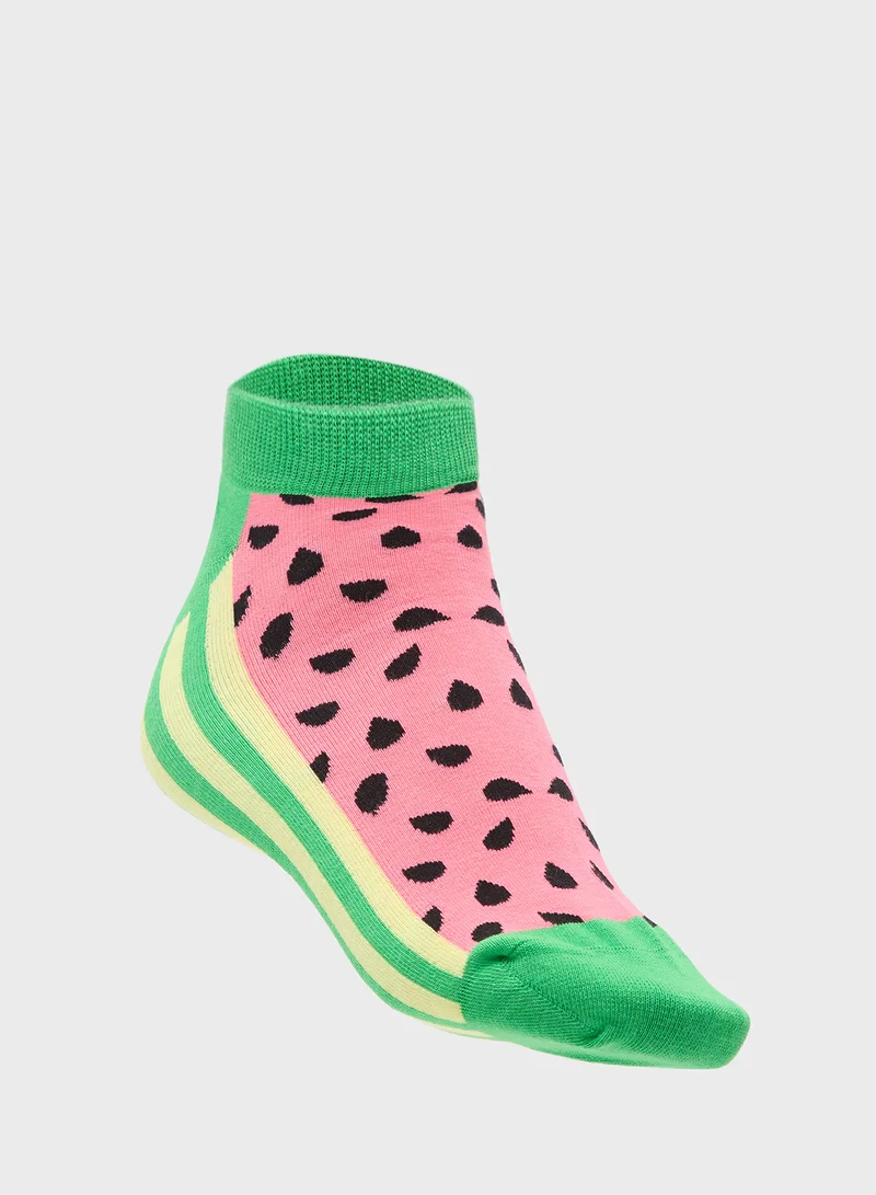 Ginger Cotton Watermelon Print Ankle Socks