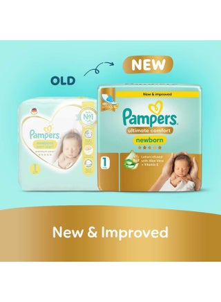 Ultimate Comfort Taped Diapers, Size 1, 2-5kg, Lotion infused with Aloe Vera and Vitamin E - view 2