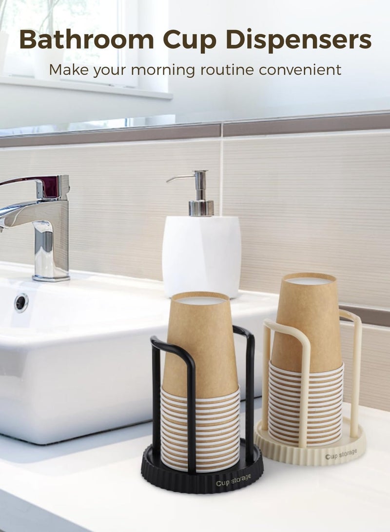 HaHaHai 2 PCS Paper Cup Holder, Disposable Cup Dispenser Removable, Plastic Cup Storage and Lid Holder for Countertops, Kitchen, Coffee Stations (White+black) - Image 3