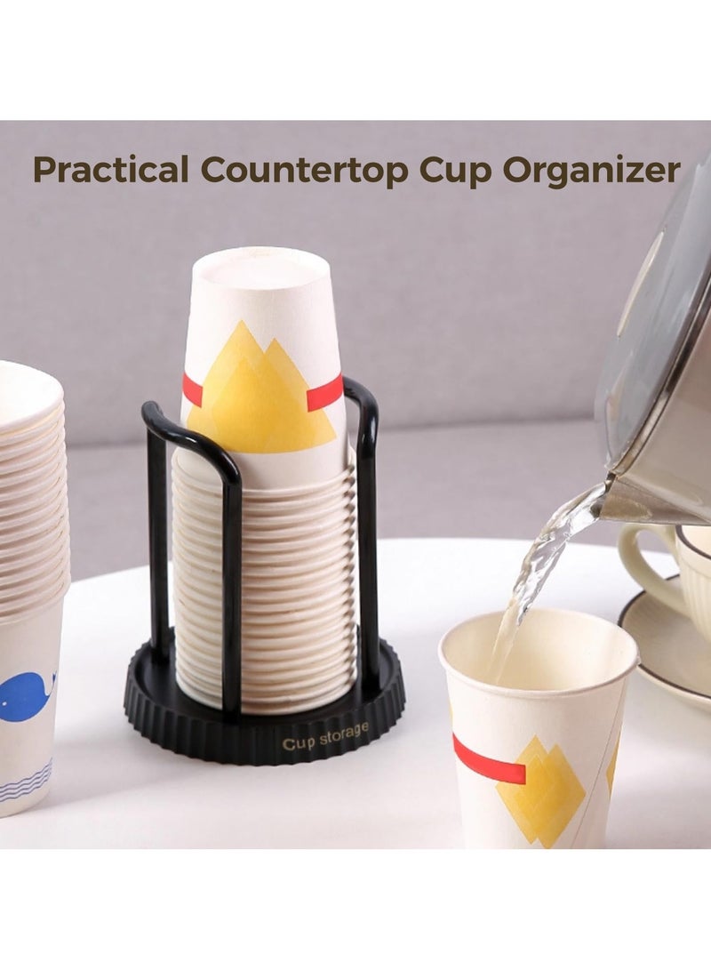HaHaHai 2 PCS Paper Cup Holder, Disposable Cup Dispenser Removable, Plastic Cup Storage and Lid Holder for Countertops, Kitchen, Coffee Stations (White+black) - Image 4