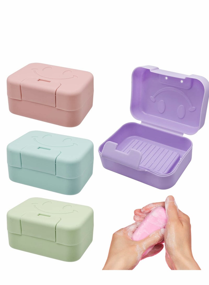 4 Pack Soap Holder Travel Case, Portable Leak Proof Soap Box Dish Container in 4 Colors (11 x 7.5 x 5.3cm) - Image 1