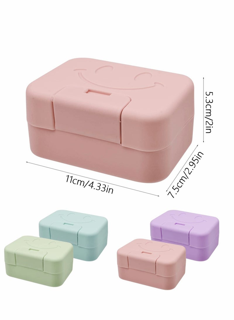 4 Pack Soap Holder Travel Case, Portable Leak Proof Soap Box Dish Container in 4 Colors (11 x 7.5 x 5.3cm) - Image 3