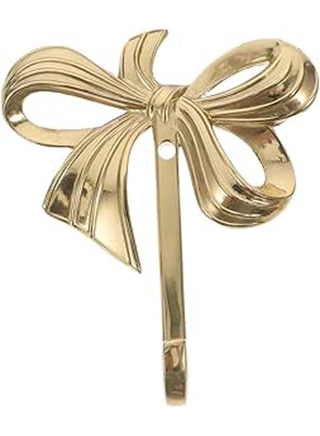 Gold Decorative Brass Bow Wall Hook Coat Hanger Towel Holder For Bathroom Nursery - Image 1