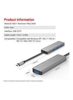 NIBEMINENT 4-Port USB Hub Grey  - Image 3
