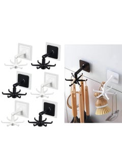 RATSAW 360 Rotating Folding Hook Multi purpose Hanging Utensil Holder Hook 180 Degrees Vertical Flip Self Adhesive Hook Utensil Rack for Kitchen Bathroom Cabinet Towel 6 Pcs  - Image 1