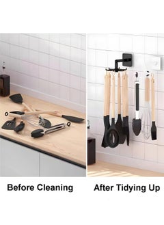 RATSAW 360 Rotating Folding Hook Multi purpose Hanging Utensil Holder Hook 180 Degrees Vertical Flip Self Adhesive Hook Utensil Rack for Kitchen Bathroom Cabinet Towel 6 Pcs  - Image 5