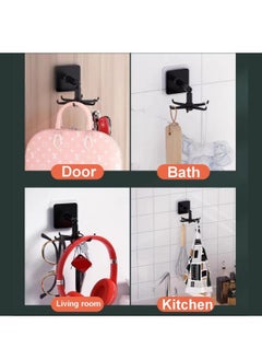 RATSAW 360 Rotating Folding Hook Multi purpose Hanging Utensil Holder Hook 180 Degrees Vertical Flip Self Adhesive Hook Utensil Rack for Kitchen Bathroom Cabinet Towel 6 Pcs  - Image 4