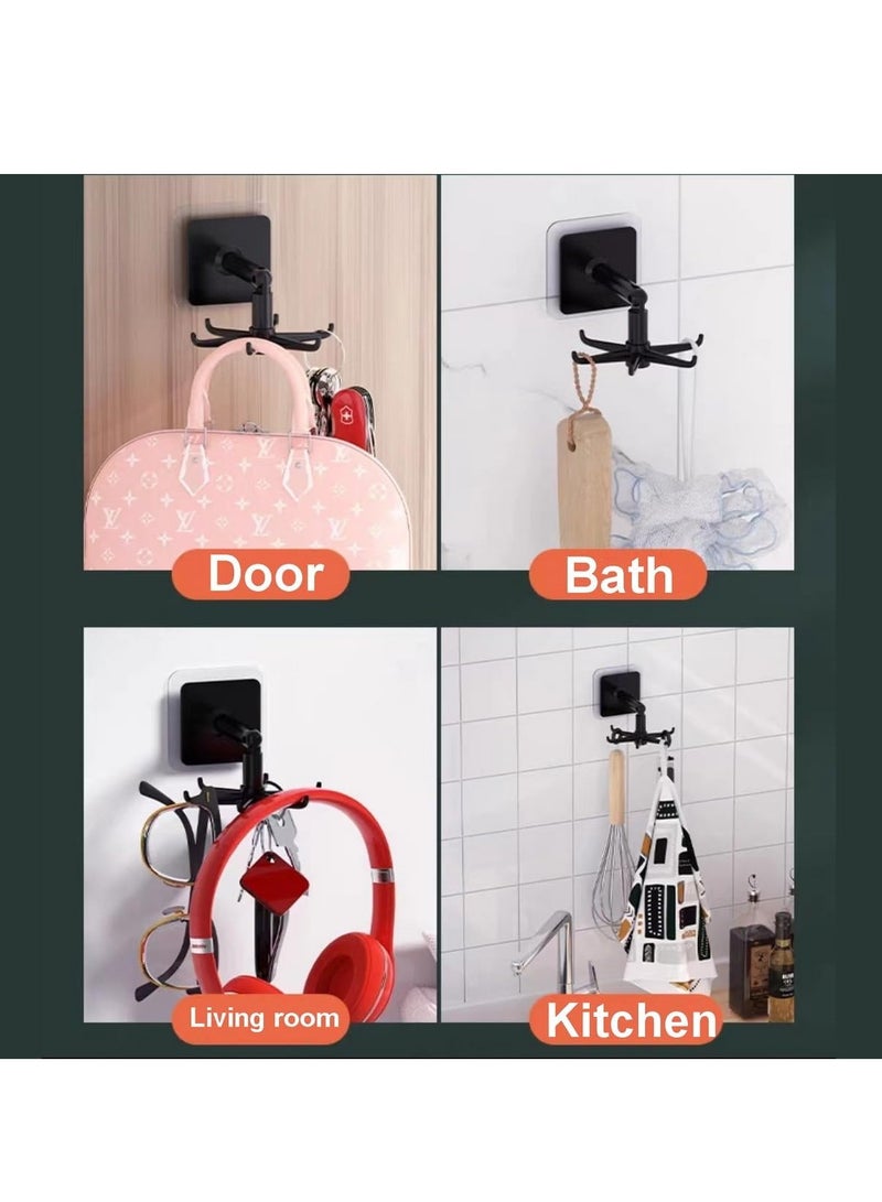 RATSAW 360 Rotating Folding Hook Multi purpose Hanging Utensil Holder Hook 180 Degrees Vertical Flip Self Adhesive Hook Utensil Rack for Kitchen Bathroom Cabinet Towel 6 Pcs  - Image 4