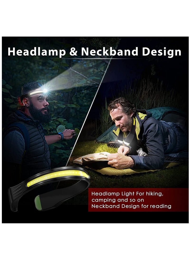 Led Headlamp Rechargeable - Waterproof Brightbeam Neckband and Headlamp Flashlight with 4 Lighting Modes for Camping Running Hiking Hardhat
