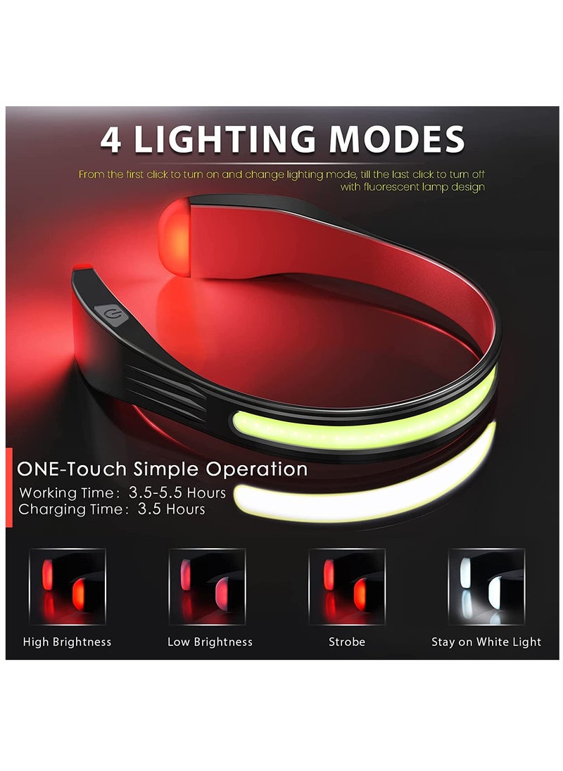 Led Headlamp Rechargeable - Waterproof Brightbeam Neckband and Headlamp Flashlight with 4 Lighting Modes for Camping Running Hiking Hardhat