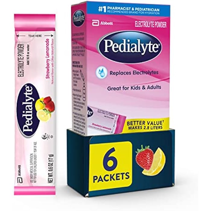 Pedialyte Electrolyte Powder Strawberry Lemonade, 6 Count (Pack of 1) - Image 1