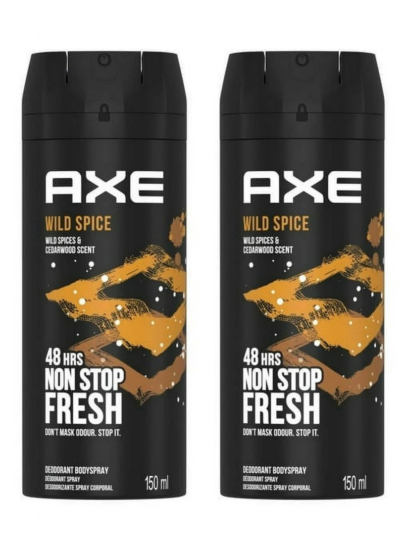 أكس عبوتين من بخاخ مزيل العرق وايلد سبايس 150 مل من اكس - Image 1