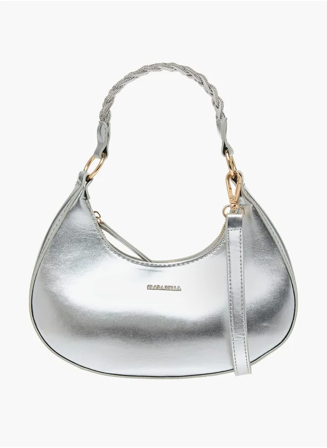 فلورا بيلا من شو إكسبرس Women Solid Hobo Bag with Zip Closure and Embellished Strap